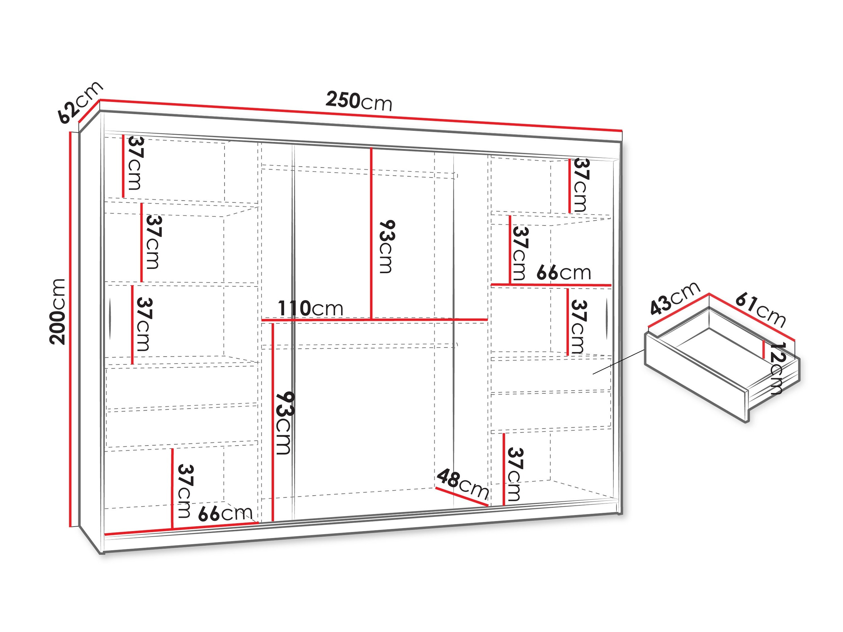 Riidekapp Hartford 497 (Valge)