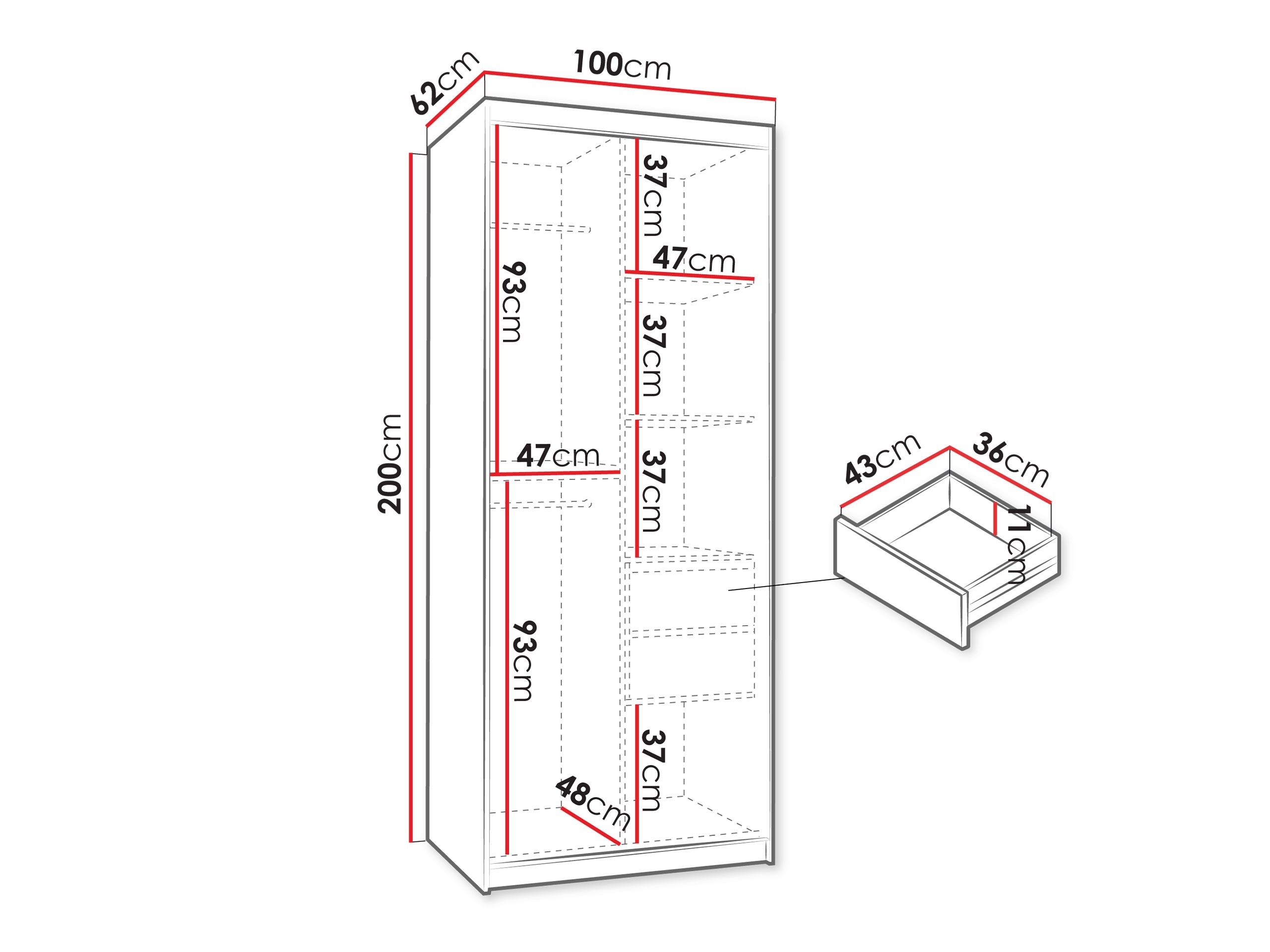 Riidekapp Hartford 505 (Valge)