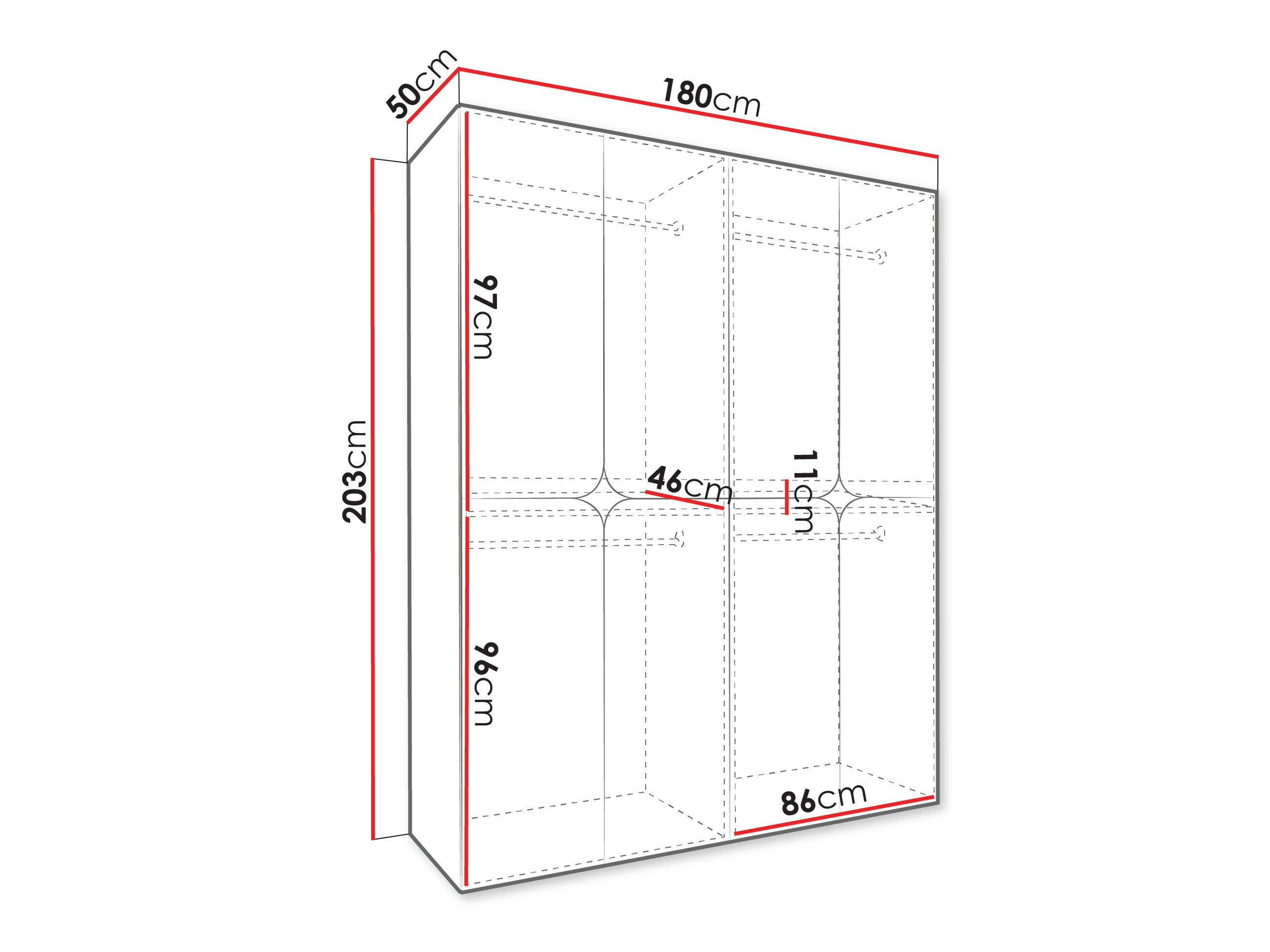 Riidekapp Hartford 647 (Valge)