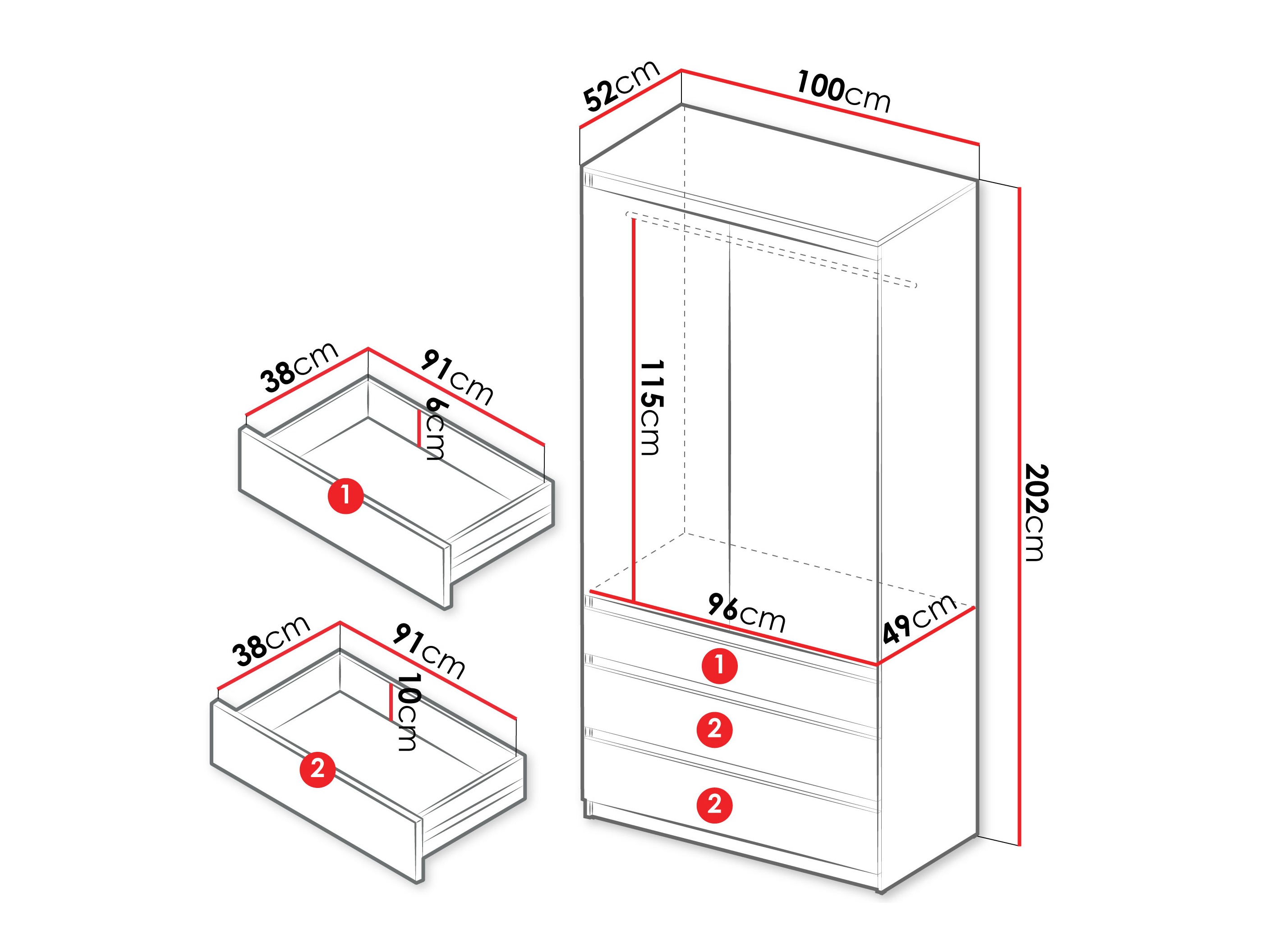 Riidekapp Comfivo Structor (Must)