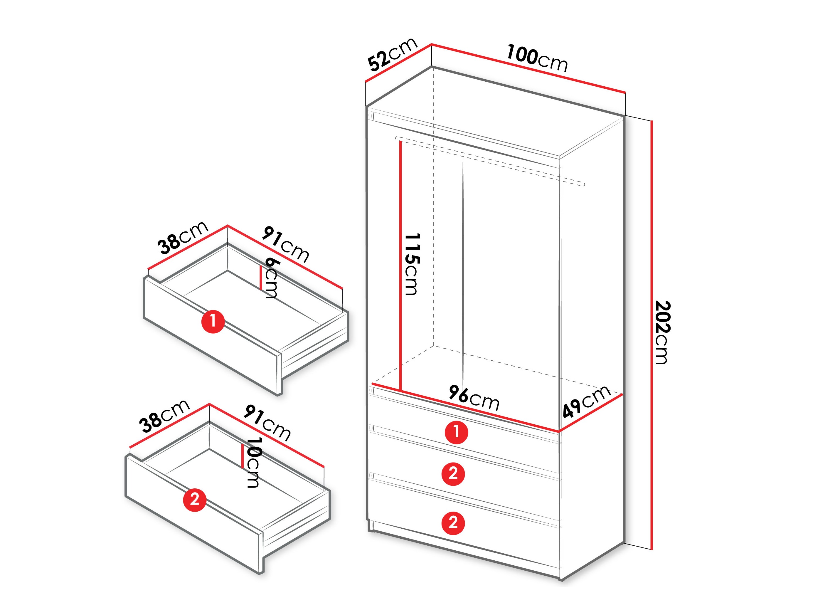 Riidekapp Comfivo Structor (Valge)