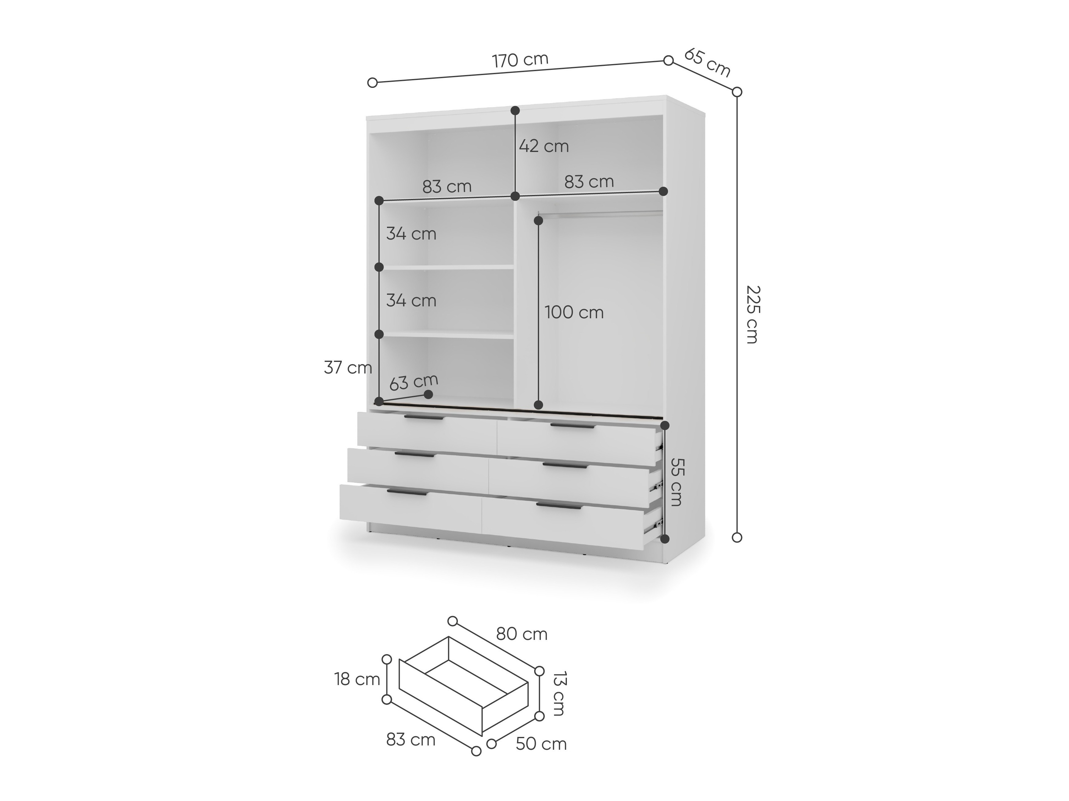 Riidekapp Fresno 183 (Valge)