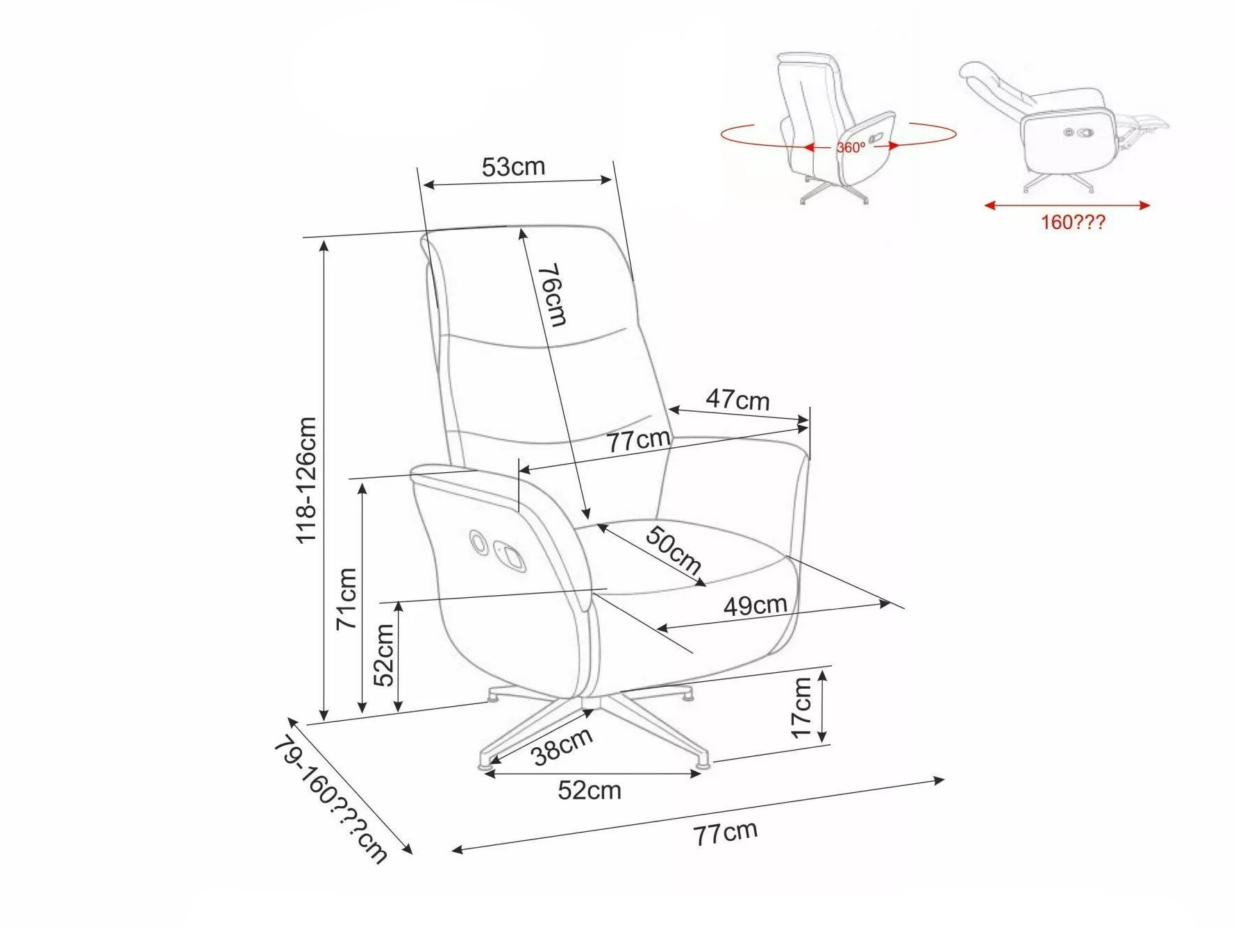 Tugitool recliner Detroit 1031 (Raven 22)