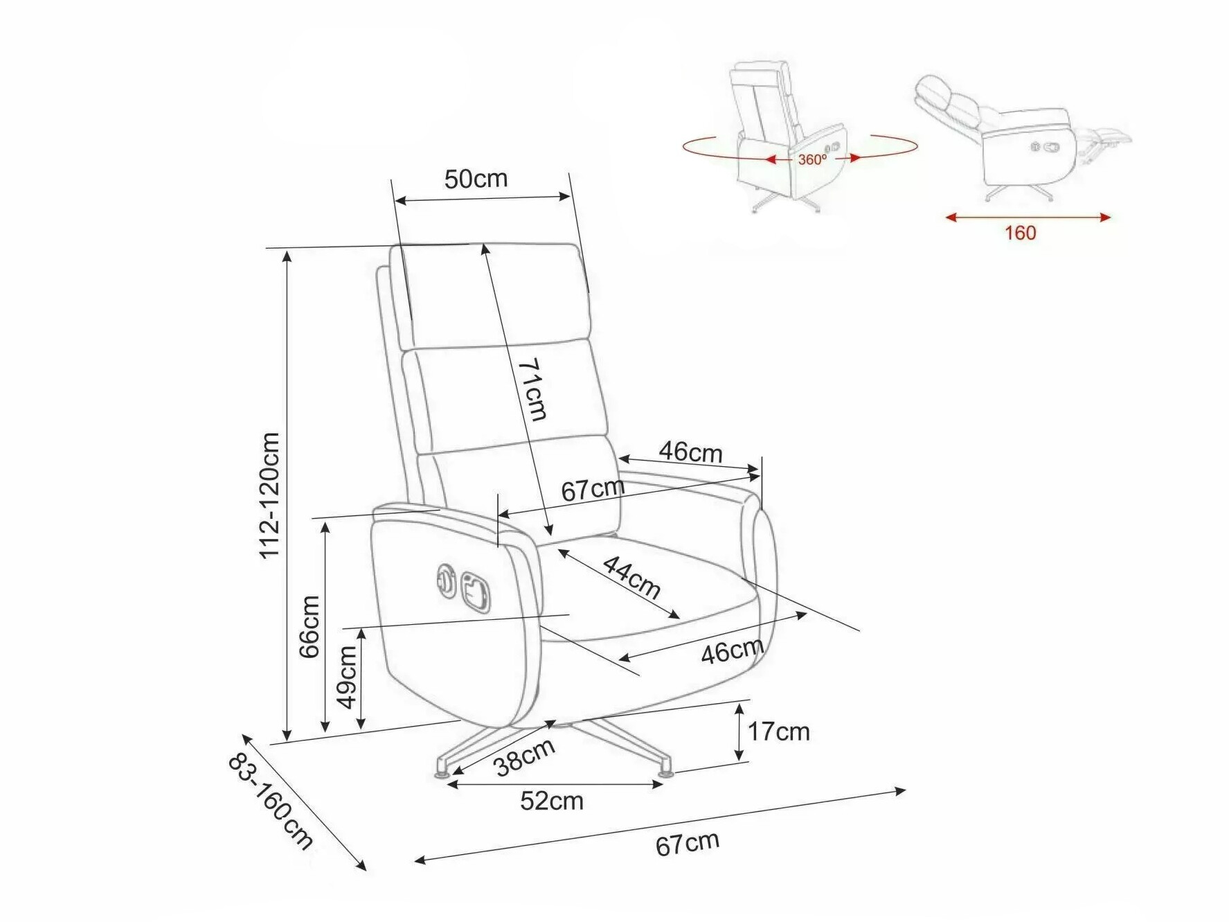 Tugitool recliner Detroit 1032 (Raven 45)