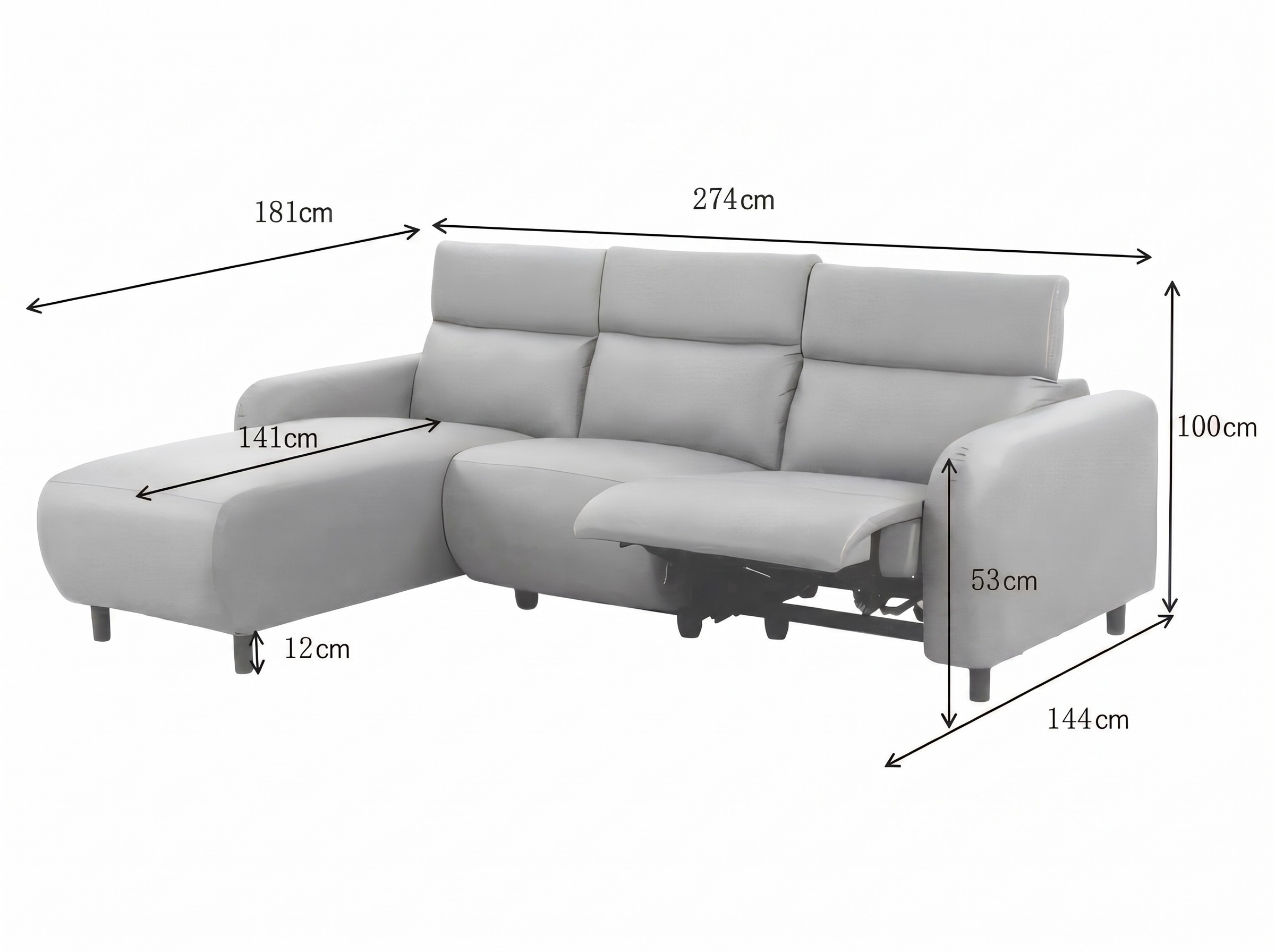 Pehme nurga recliner Revbena 107 (Hall)
