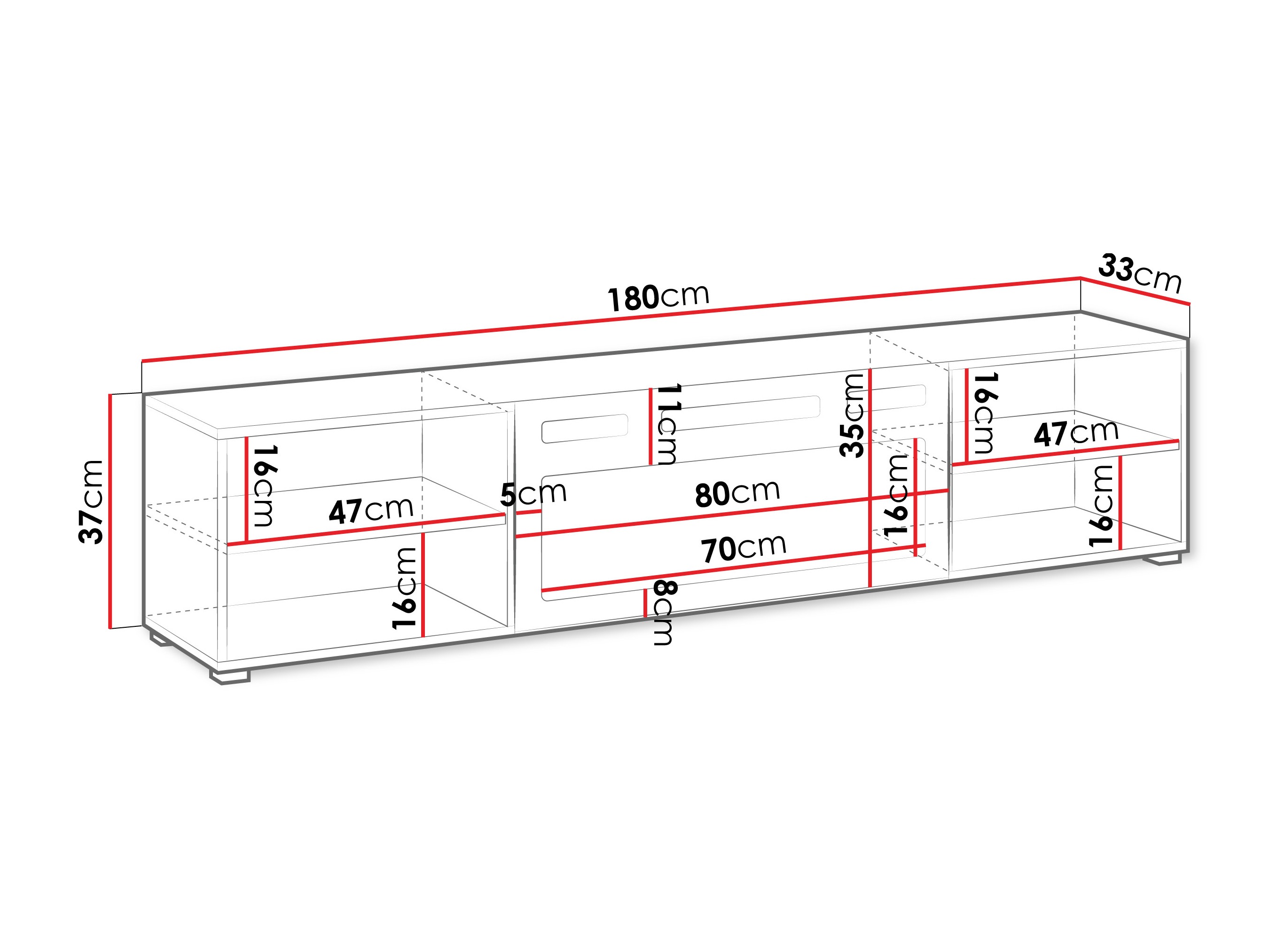 TV-alus Charlotte 190 (Valge + Must)