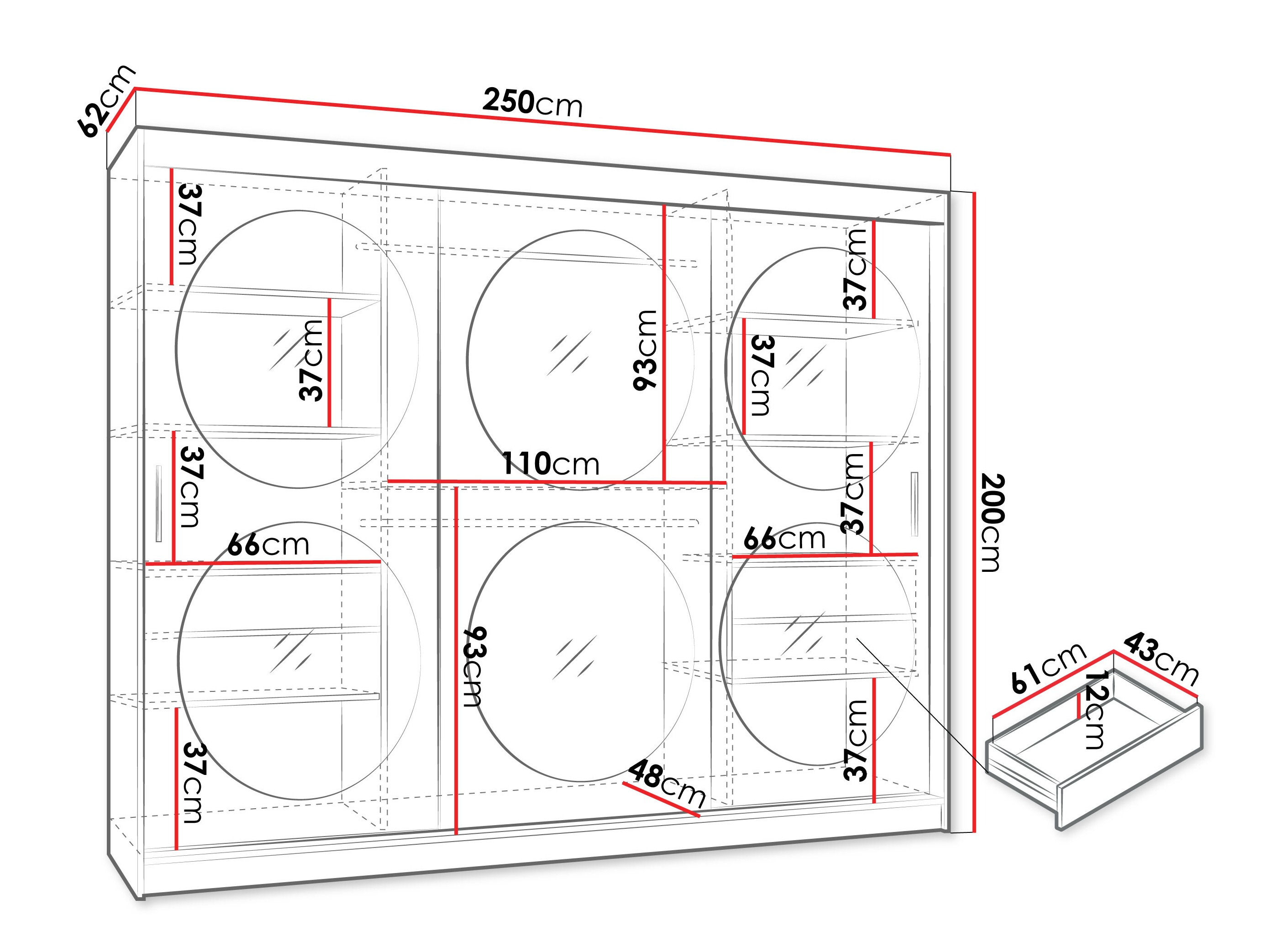 Riidekapp Hartford 533 (Must)
