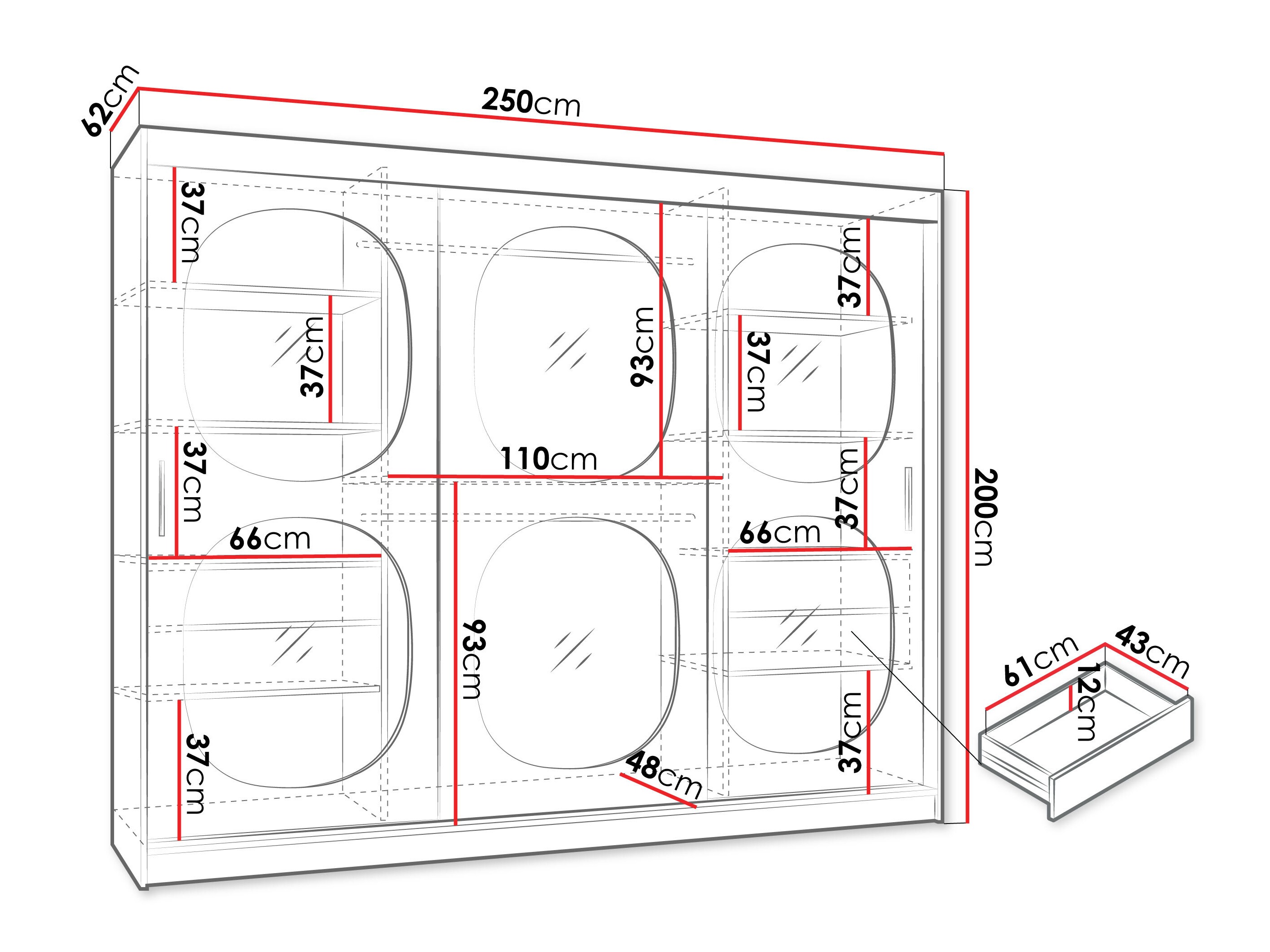 Riidekapp Hartford 533 (Must)