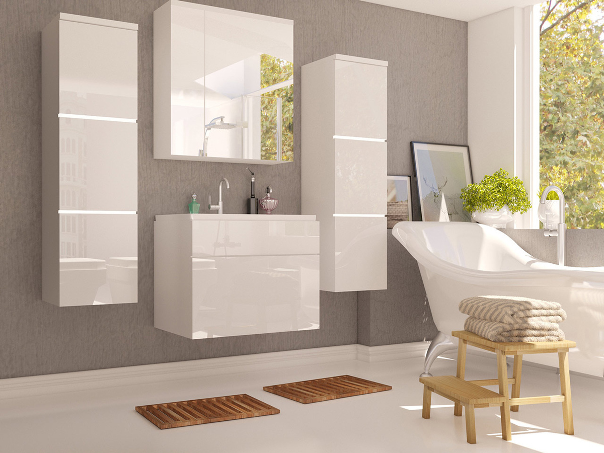 Vannitoakomplekt Tucson 105 (Valge + Läikiv valge)