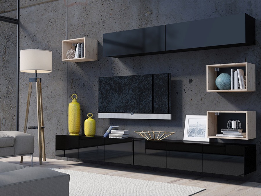 Elutoa komplekt Tivdalu 151 (Must + Läikiv must + Artisan tamm)