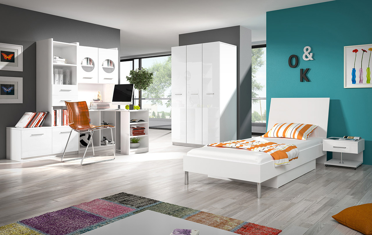 Riidekapp Campus (Valge + Läikiv valge)